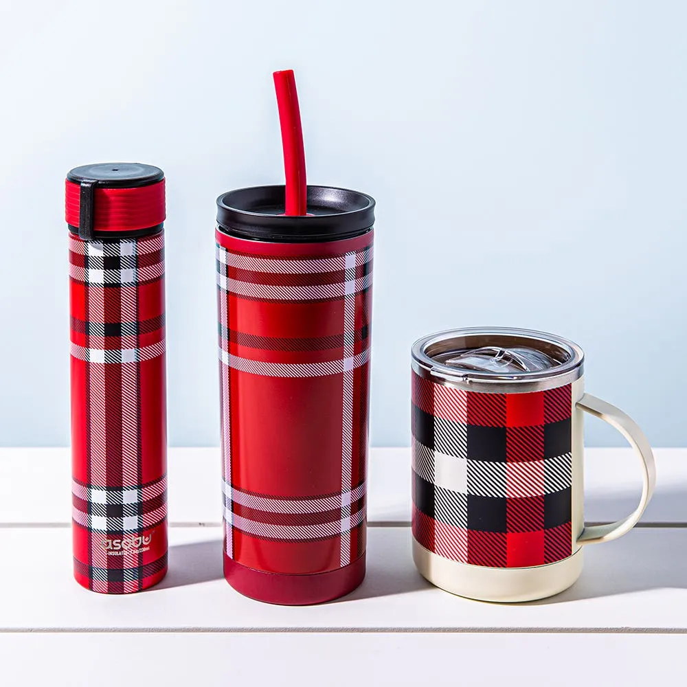 Asobu Sippy 'Plaid' Stainless Steel Tumbler (Red)