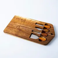 KSP Acacia Cheese Board with Knife - Set of 5 (Acacia/Stainless Steel)