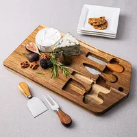 KSP Acacia Cheese Board with Knife - Set of 5 (Acacia/Stainless Steel)