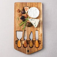 KSP Acacia Cheese Board with Knife - Set of 5 (Acacia/Stainless Steel)