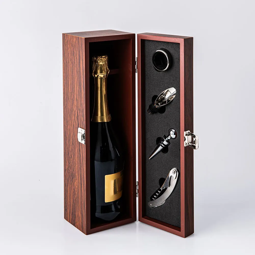 KSP Vintners Wood Wine Box with Tools - Set of 5 (Walnut)