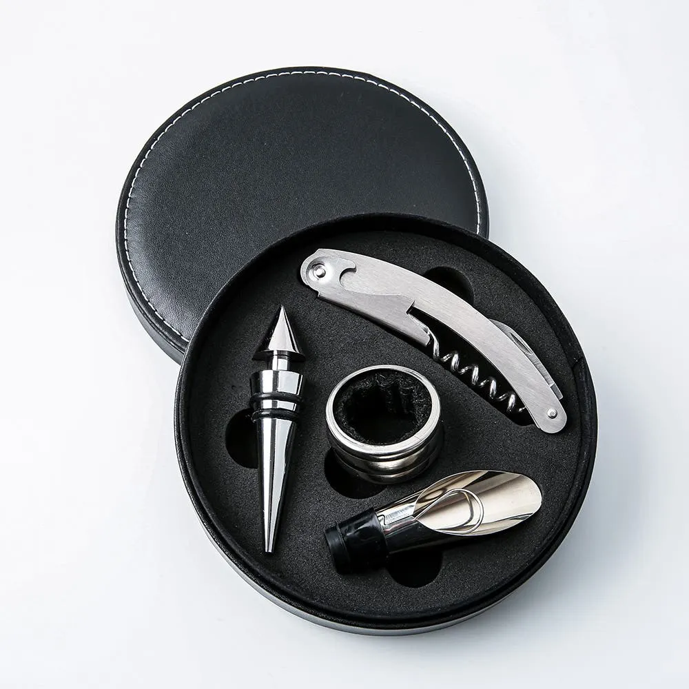 KSP Vintners 'Faux Leather' Wine Tool with Case Combo - S/5 (Black)