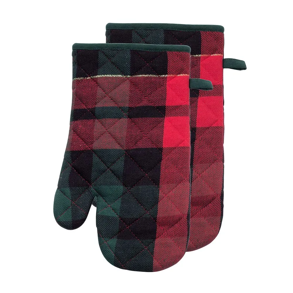 Harman Christmas 'Traditional Check' Cotton Oven Mitt - s/2