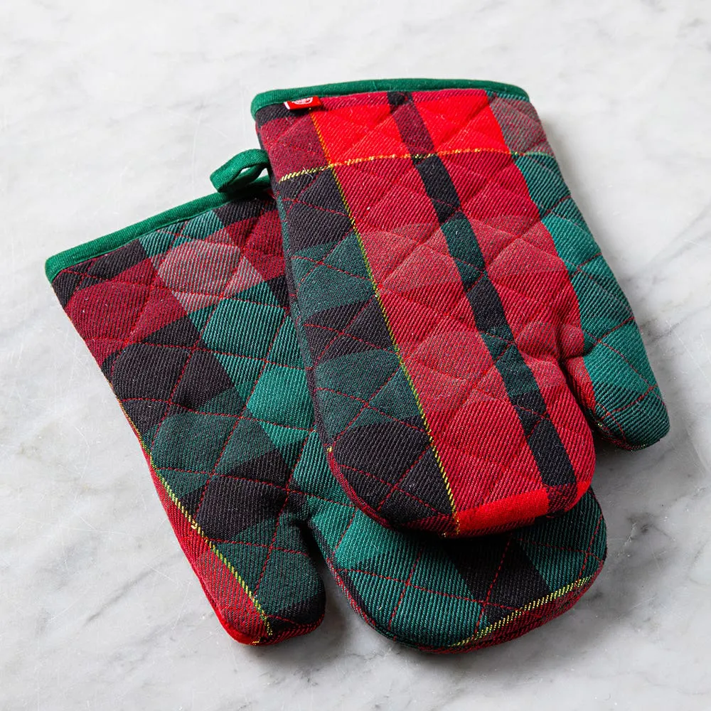 Harman Christmas 'Traditional Check' Cotton Oven Mitt - s/2