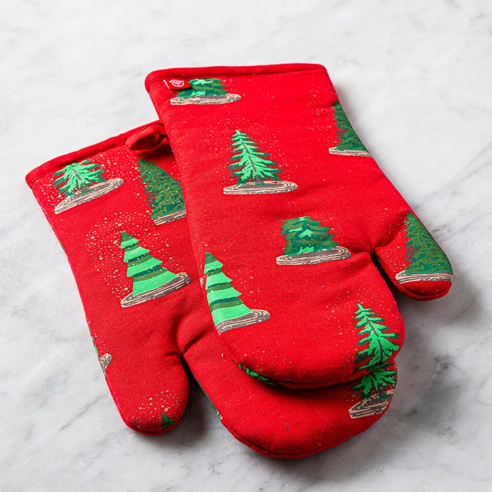 Harman Christmas 'Merry Trees' Cotton Oven Mitt - Set of 2