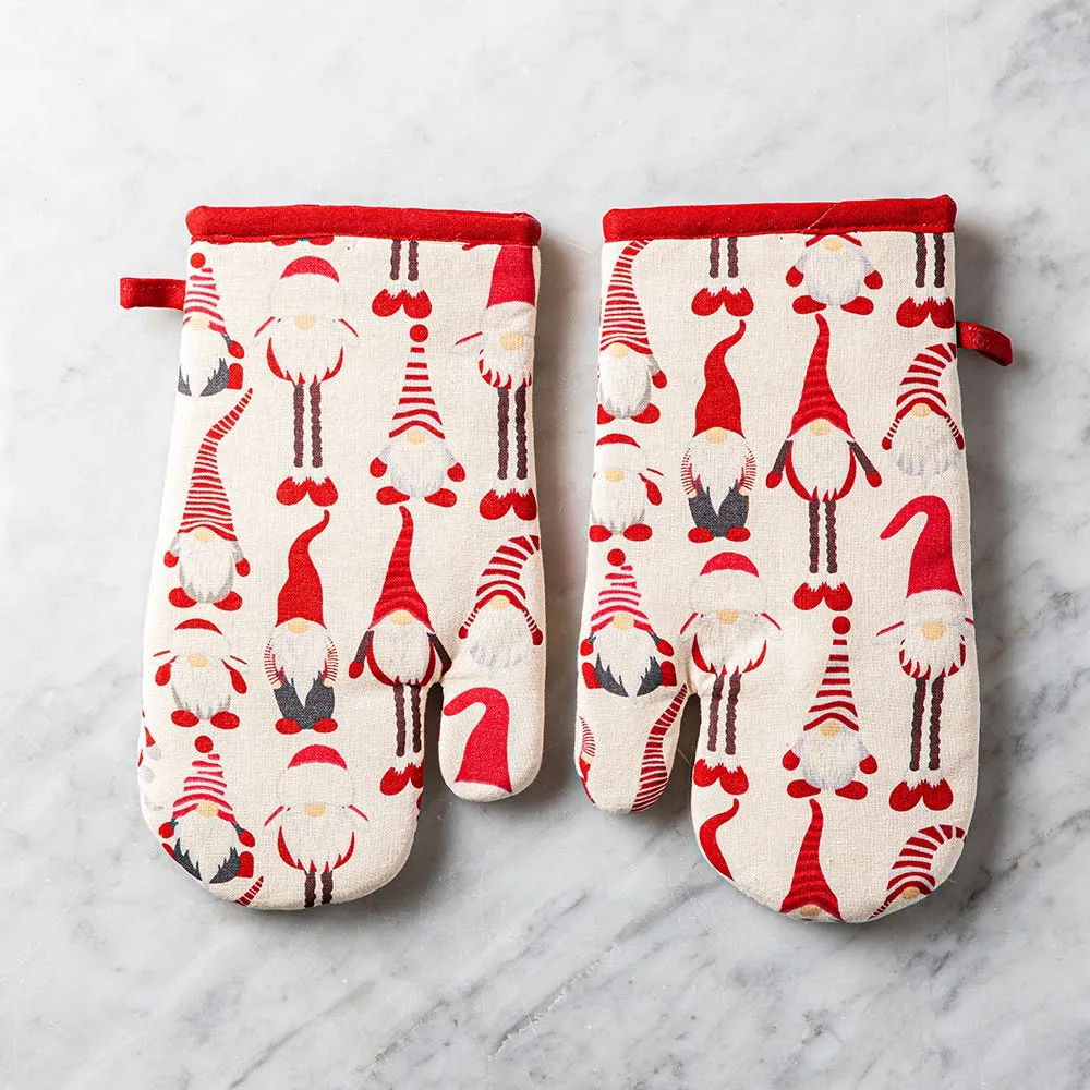 Harman Christmas 'Gnome Repeat' Cotton Oven Mitt - Set of 2