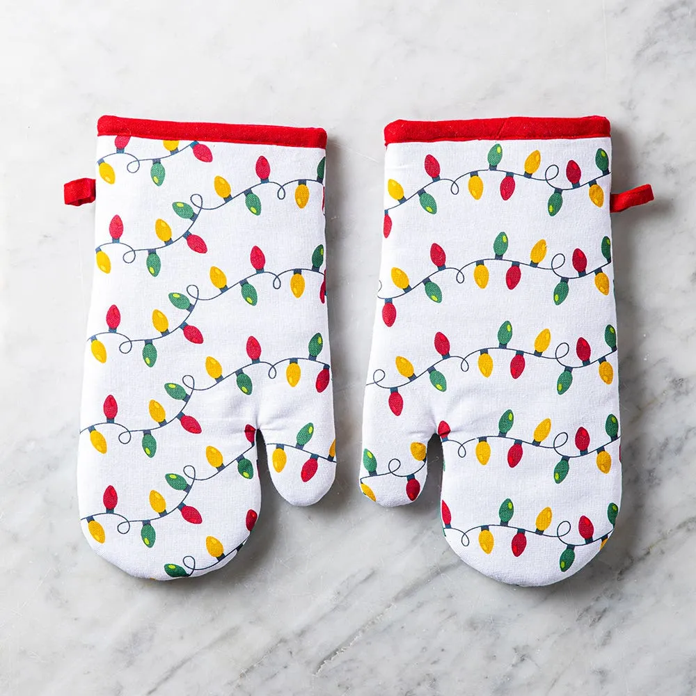 Harman Christmas 'Christmas Lights' Cotton Oven Mitt - Set of 2