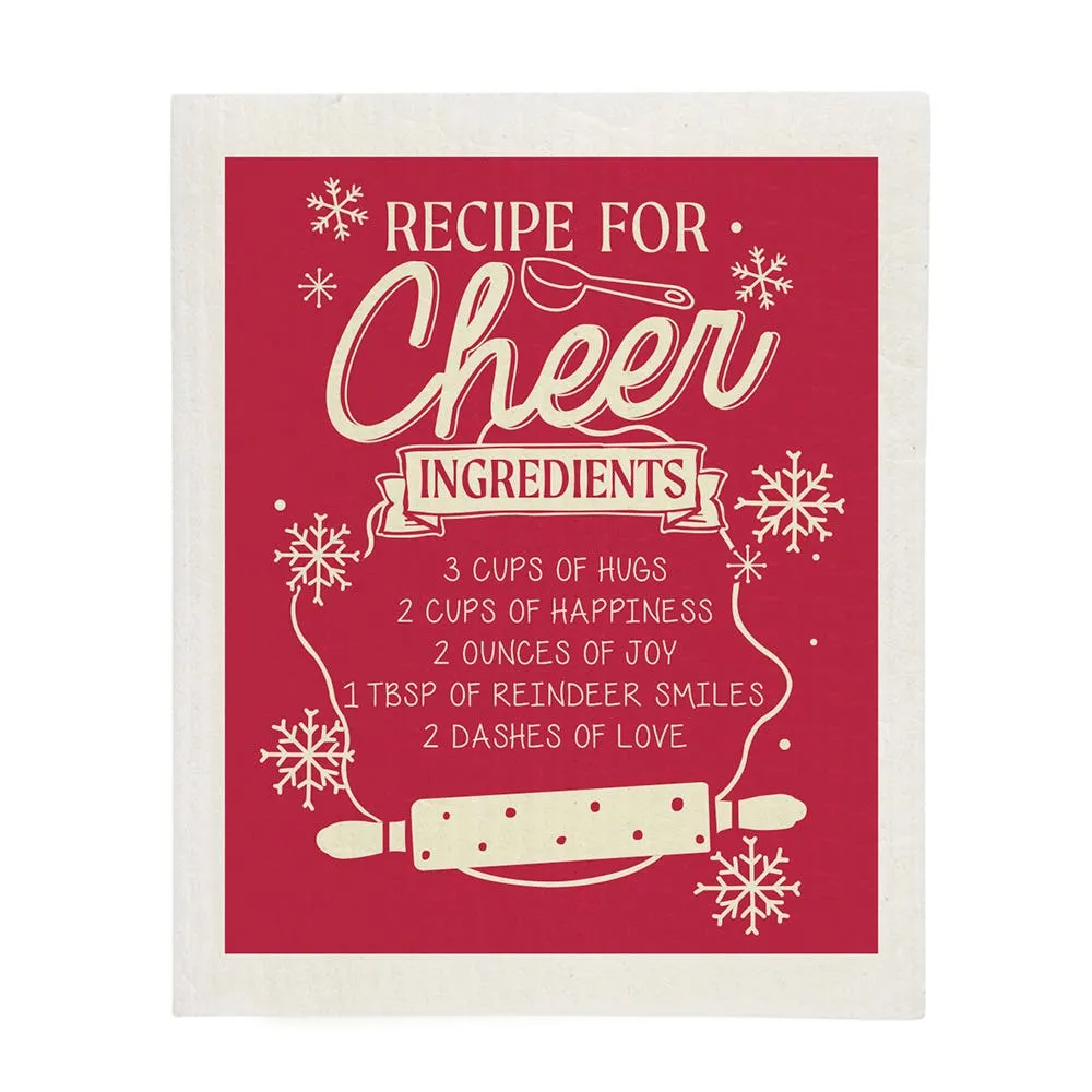 Harman Christmas 'Recipe For Cheer' Reusable Sponge Cloth (Red)