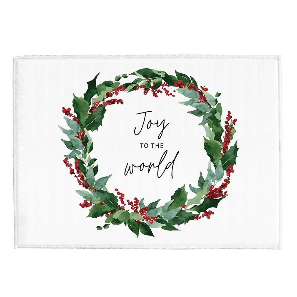 Harman Christmas 'Joy To The World' Microfibre Dish Drying Mat (White)