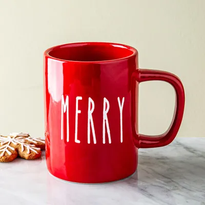 Harman Christmas 'Merry Script' Ceramic Mug 5"dia. x 4.5'h (Red)