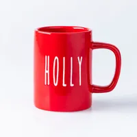 Harman Christmas 'Holly Script' Ceramic Mug 5"dia. x 4.5"h (Red)