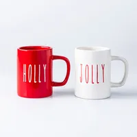 Harman Christmas 'Holly Script' Ceramic Mug 5"dia. x 4.5"h (Red)