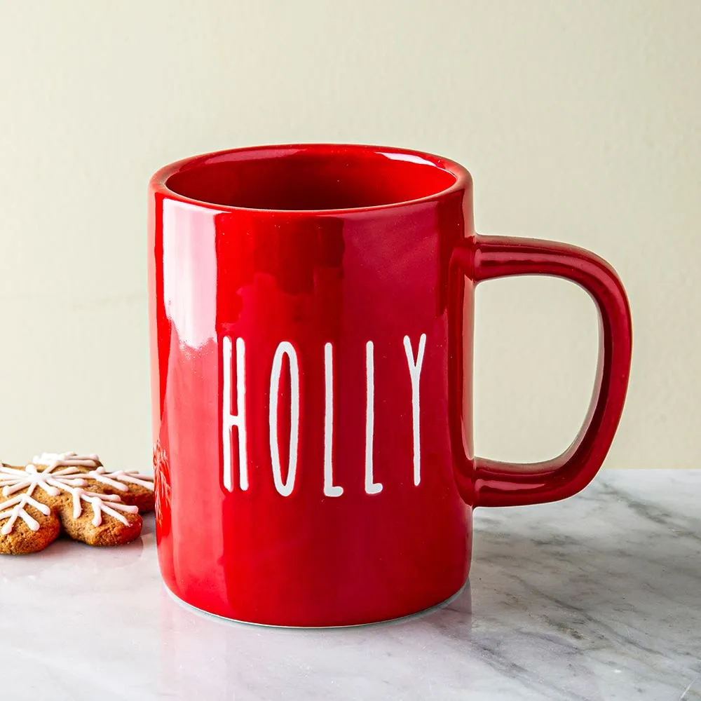 Harman Christmas 'Holly Script' Ceramic Mug 5"dia. x 4.5"h (Red)