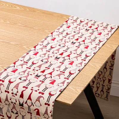 Harman Christmas 'Gnome' Cotton Table Runner 13x72" (Natural)