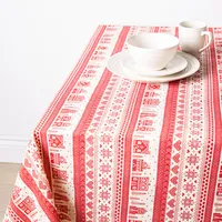 Harman Christmas 'Nordic Village' Cotton Tablecloth 60x90" (Red/White)