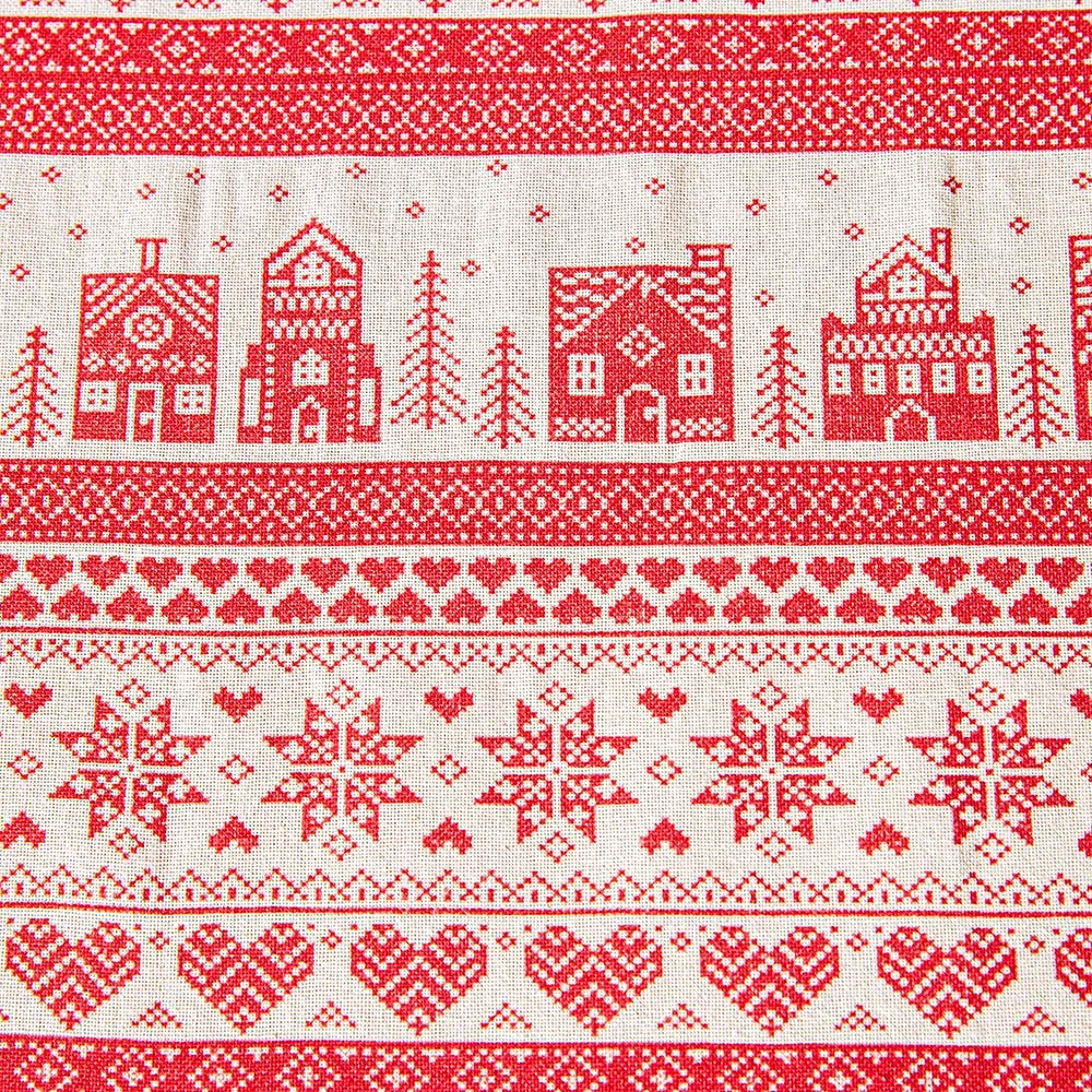 Harman Christmas 'Nordic Village' Cotton Tablecloth 60x90" (Red/White)