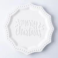 KSP Embossed 'Merry Christmas' Ceramic Platter (White)