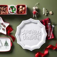 KSP Embossed 'Merry Christmas' Ceramic Platter (White)