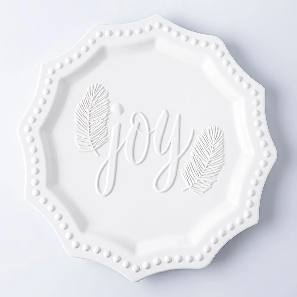 KSP Embossed 'Joy' Ceramic Platter 35.5x35.5x3cm (White)