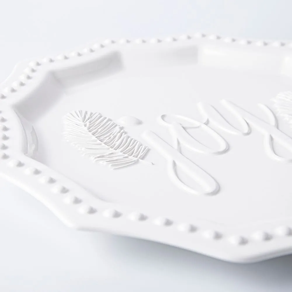 KSP Embossed 'Joy' Ceramic Platter 35.5x35.5x3cm (White)