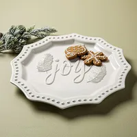 KSP Embossed 'Joy' Ceramic Platter 35.5x35.5x3cm (White)