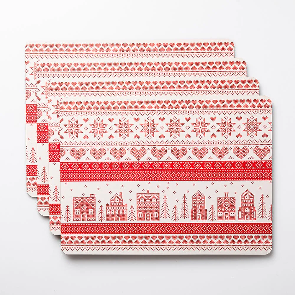 Harman 'Nordic Village' Cork Backed Placemat - Set of 4