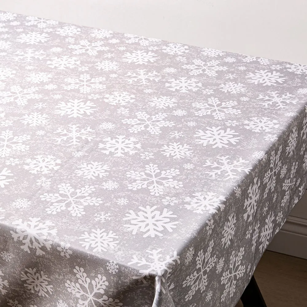 Sebastien & Groome Christmas 'Blizzard' Tablecloth 60" x 144" (Grey)