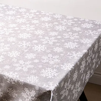 Sebastien & Groome Christmas 'Blizzard' Tablecloth 60" x 144" (Grey)