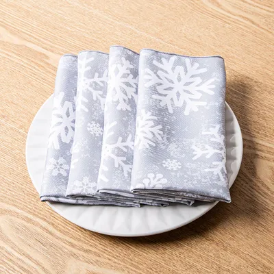 Sebastien & Groome Christmas 'Blizzard' Napkin - Set of 4 (Grey)