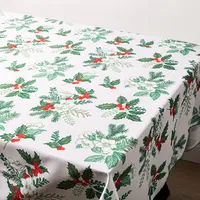 Sebastien & Groome Christmas 'Poinsettia' Tablecloth 60"x120" (White)