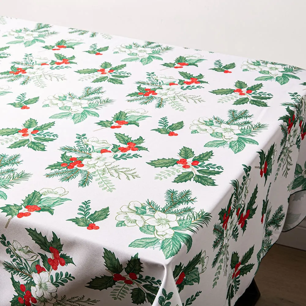 Sebastien & Groome Christmas 'Poinsettia' Tablecloth 60"x144" (White)