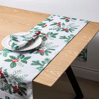 Sebastien & Groome Christmas 'Poinsettia' Polyester Table Runner (Wht)