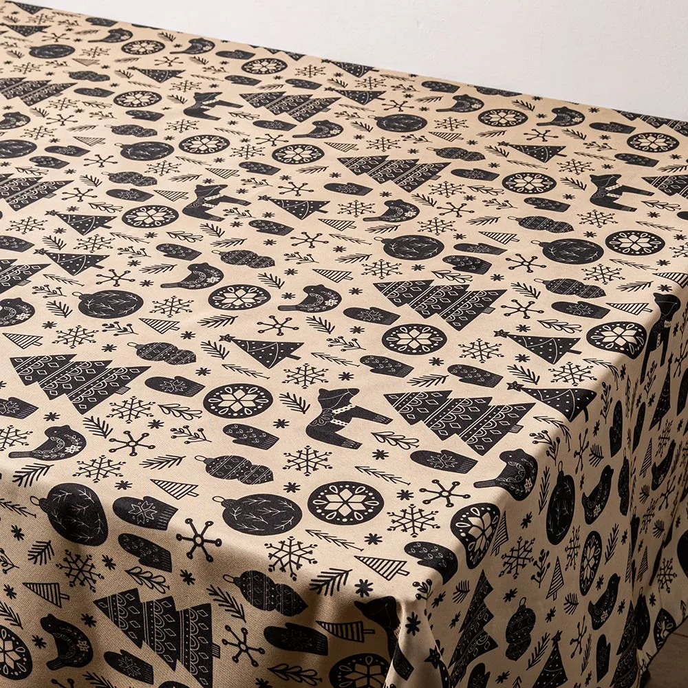 Sebastien & Groome Christmas 'Nordic' Tablecloth 60x90" (Black/White)