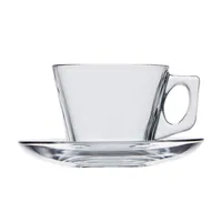 Pasabahce Vela II Glass Cappuccino Cup & Saucer - Set of 6