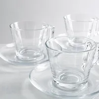 Pasabahce Vela II Glass Cappuccino Cup & Saucer - Set of 6