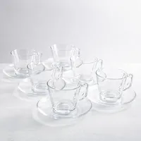 Pasabahce Vela II Glass Cappuccino Cup & Saucer - Set of 6