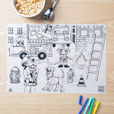 Funny Mat Colour Wash Colour 'Firefighters' Placemat (Clear)