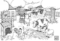 Funny Mat Colour Wash Colour 'Farm Animals' Placemat (Clear)