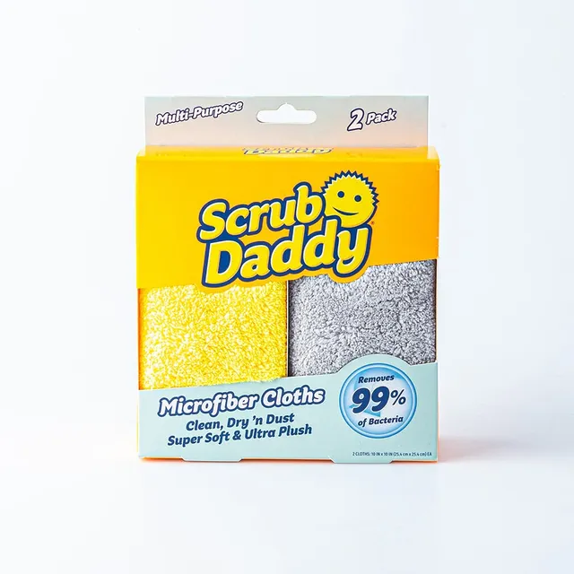Scrub Daddy Microfiber Cloths - All Purpose Super Soft & Ultra Plush  Microfiber Towels - Contains Grey & Yellow Cleaning Rags (2 Pack)