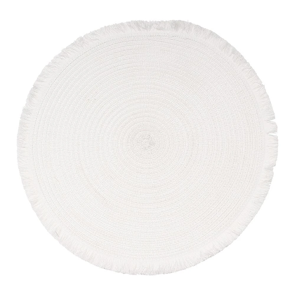 Harman Malta Fringe Round Woven Placemat (White)