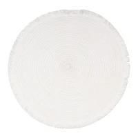 Harman Malta Fringe Round Woven Placemat (White)