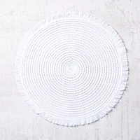 Harman Malta Fringe Round Woven Placemat (White)