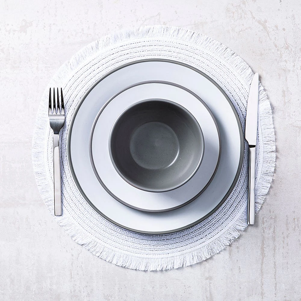 Harman Malta Fringe Round Woven Placemat (White)