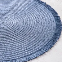 Harman Malta Fringe Round Woven Placemat (Santorini Blue)