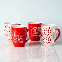 KSP Graphic 'Red Hearts' Mug - Set of 4 (12oz.)