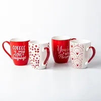 KSP Graphic 'Red Hearts' Mug - Set of 4 (12oz.)