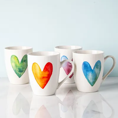 KSP Graphic 'Ombre Hearts' Mug - Set of 4 (12oz.)