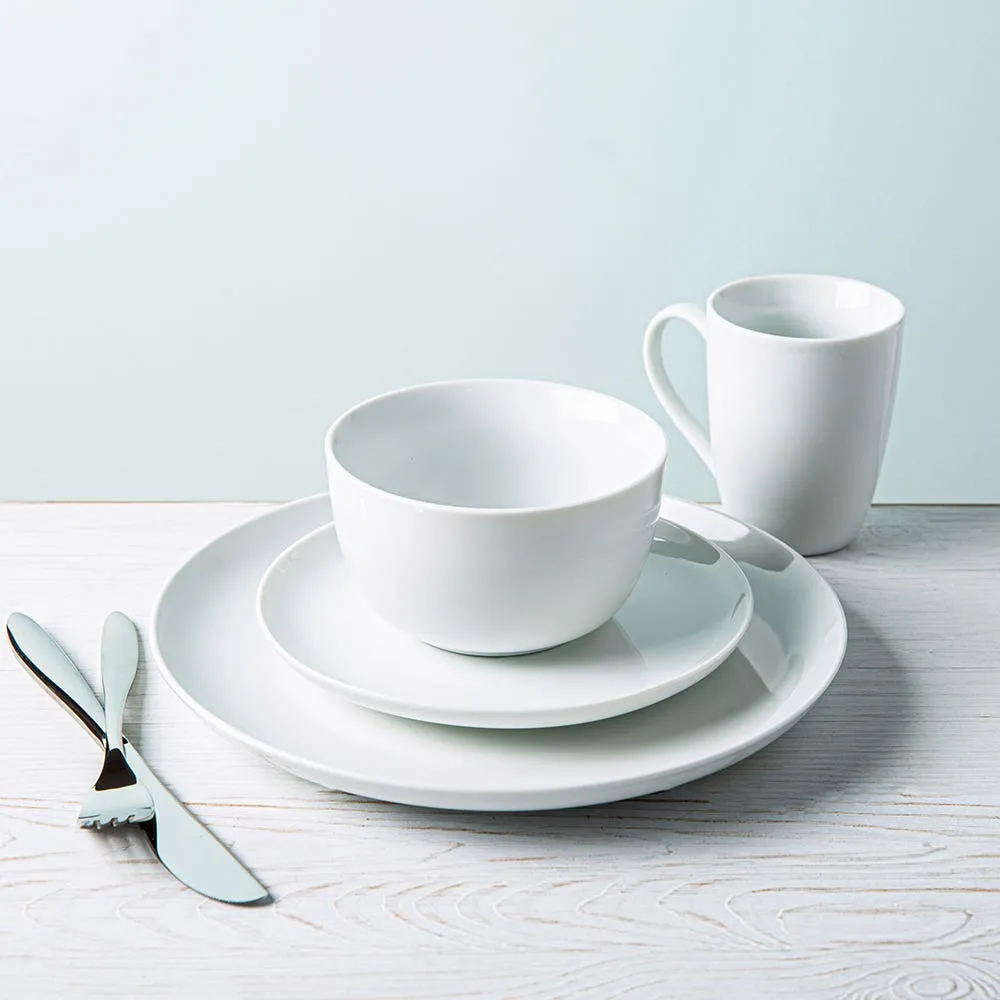 KSP Coupe Porcelain Dinnerware - Set of 16 (White)