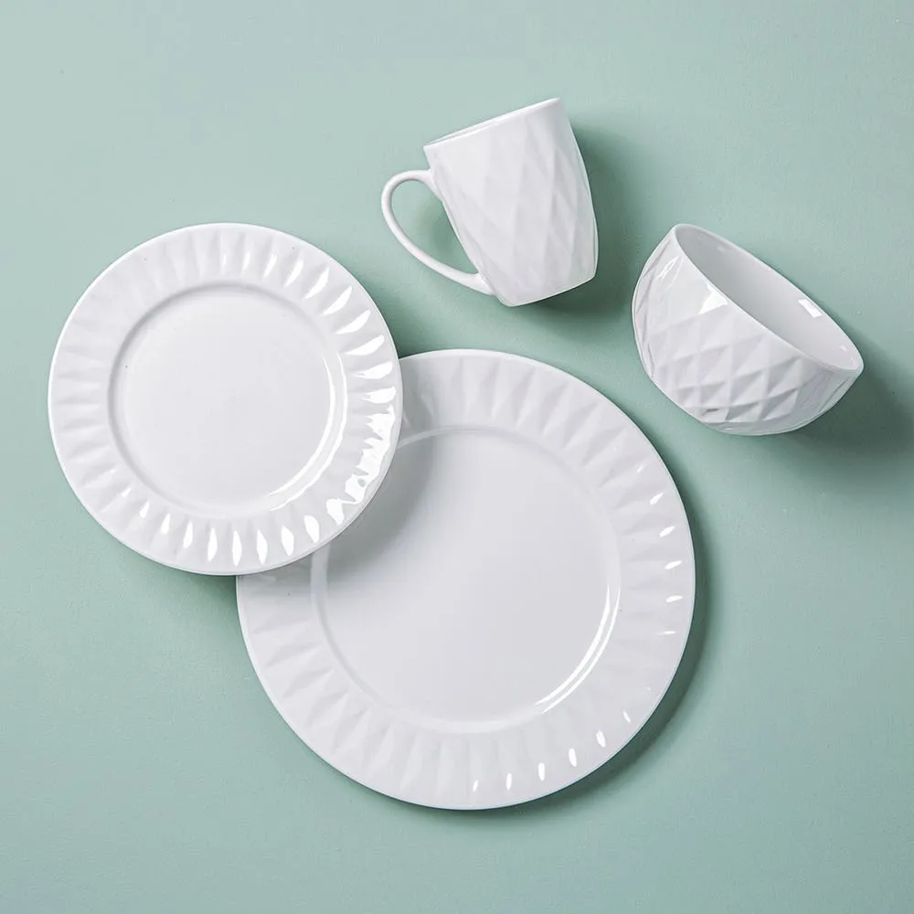 KSP Prism Porcelain Dinnerware - Set of 16 (White)