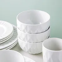 KSP Prism Porcelain Dinnerware - Set of 16 (White)